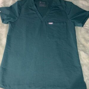 Figs Women’s Teal V-Neck Short Sleeve Tee